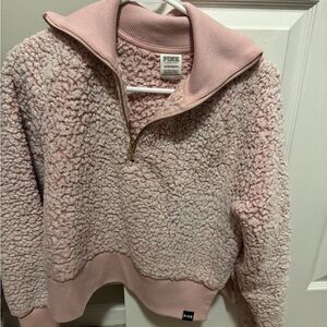 Victoria's Secret Pink Sherpa Quarter-Zip Pullover - Blush